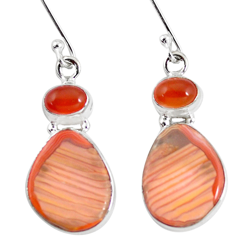 925 silver 14.09cts natural orange botswana druzy agate dangle earrings p8478