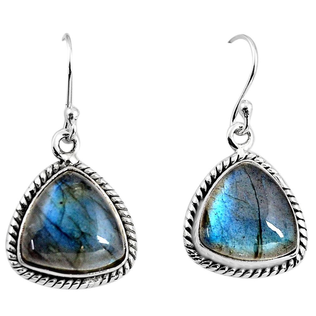 925 sterling silver 12.07cts natural blue labradorite dangle earrings p93524