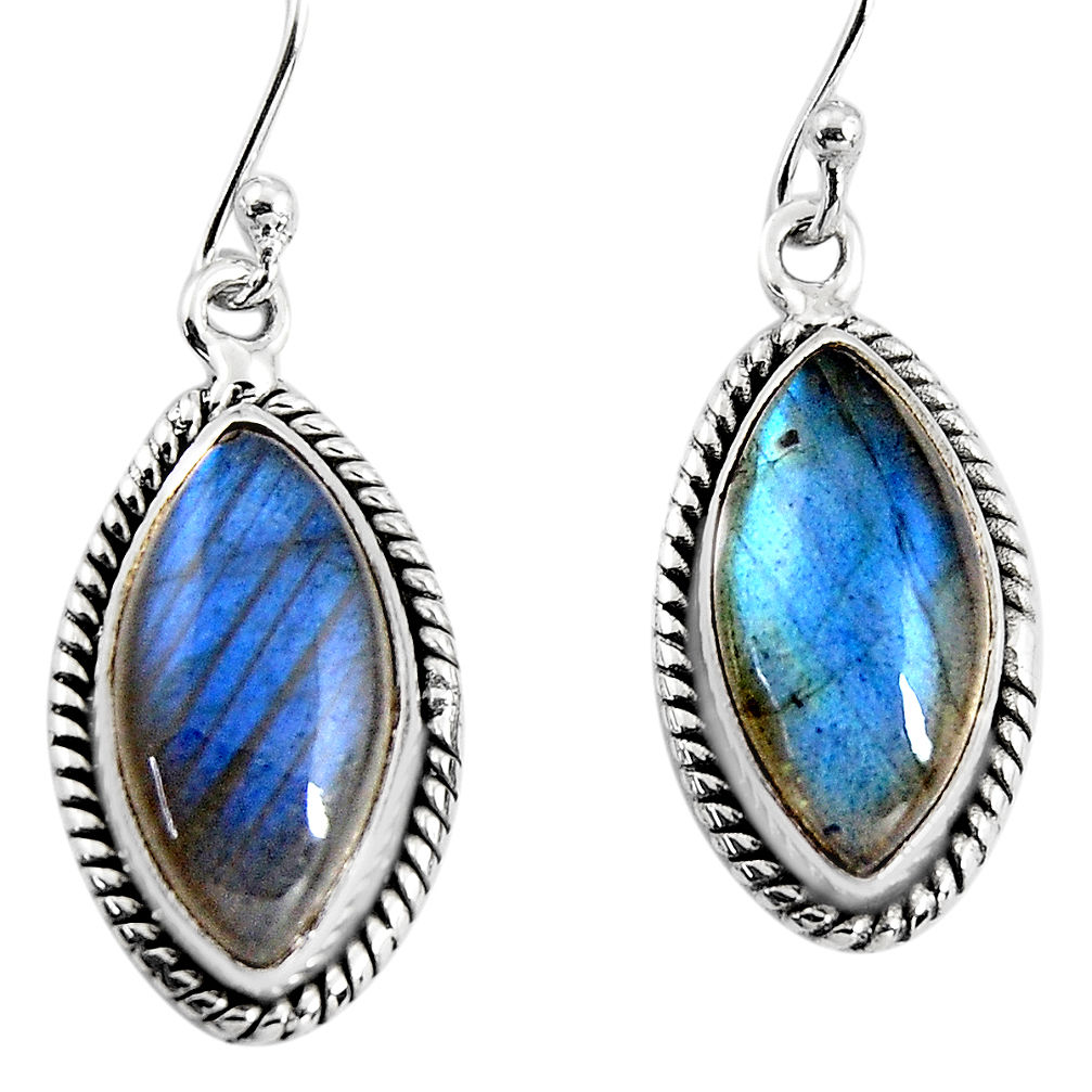 11.21cts natural blue labradorite 925 sterling silver dangle earrings p93526