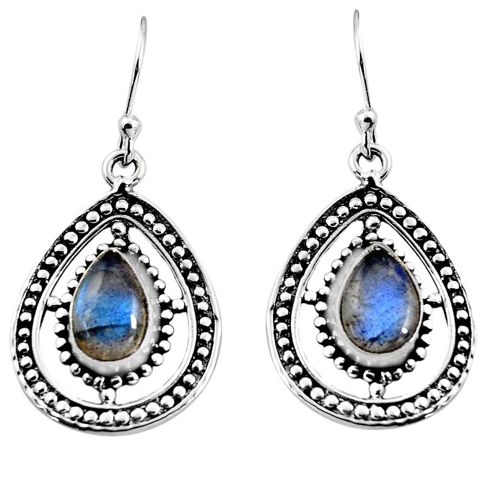 4.92cts natural blue labradorite 925 sterling silver dangle earrings p93541