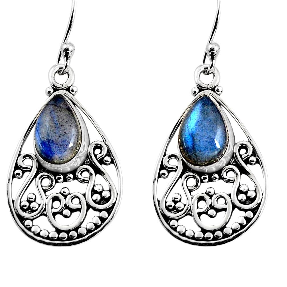 4.92cts natural blue labradorite 925 sterling silver dangle earrings p93543