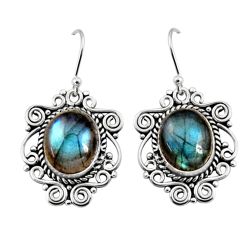 11.21cts natural blue labradorite 925 sterling silver dangle earrings p93545