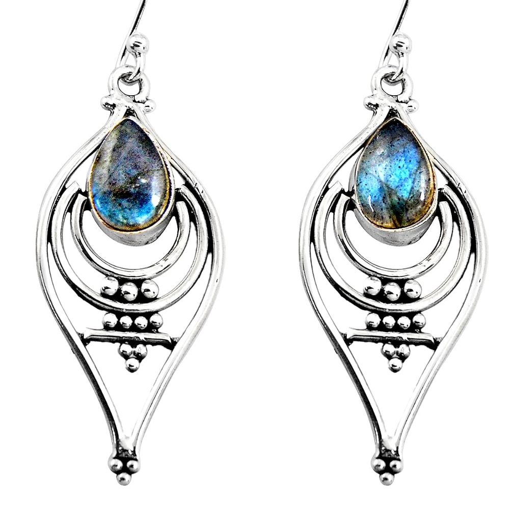 5.52cts natural blue labradorite 925 sterling silver dangle earrings p93550