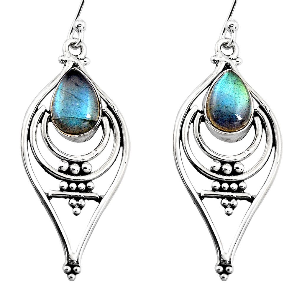 4.75cts natural blue labradorite 925 sterling silver dangle earrings p93557