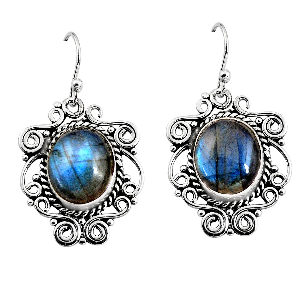 925 sterling silver 10.89cts natural blue labradorite dangle earrings p93558