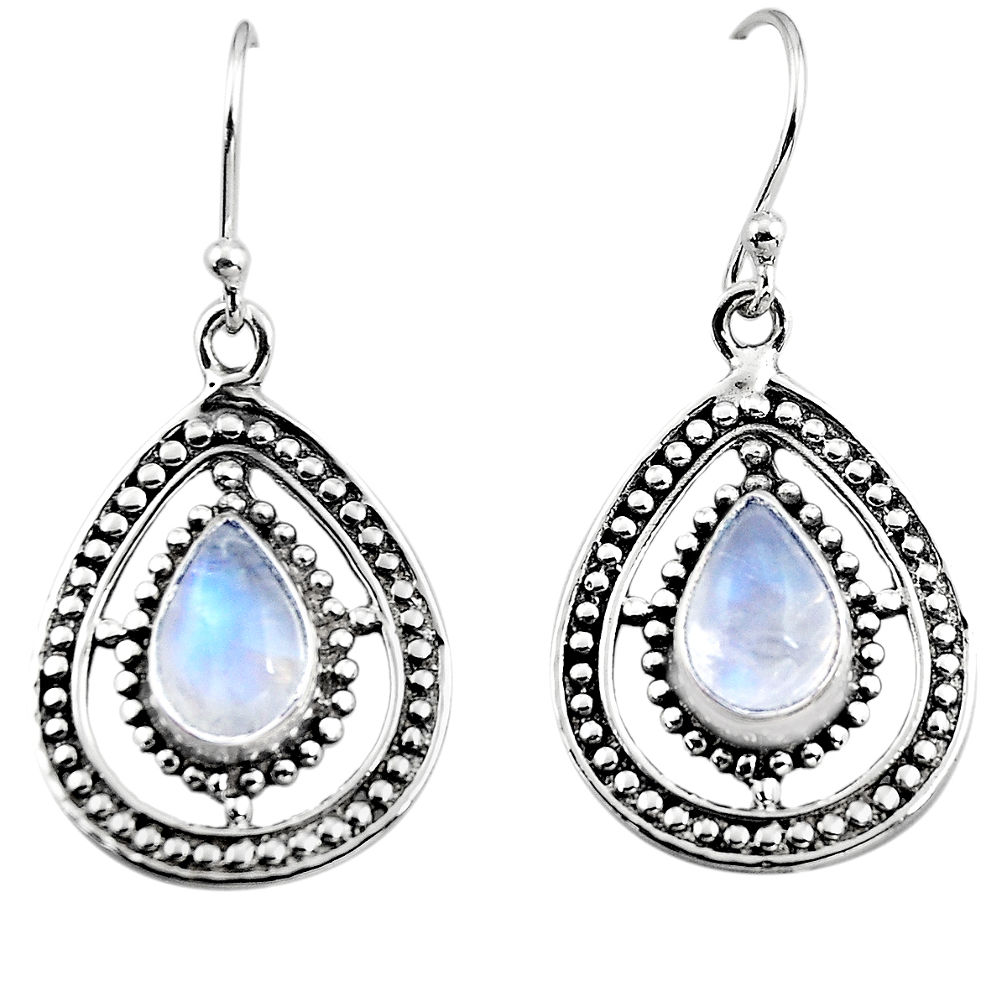 925 sterling silver 4.78cts natural rainbow moonstone dangle earrings p93632