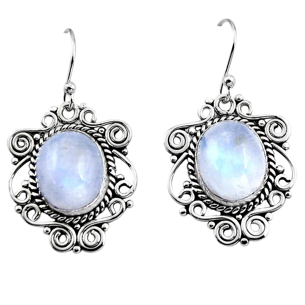 11.54cts natural rainbow moonstone 925 sterling silver dangle earrings p93635
