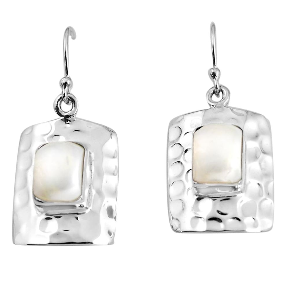 6.02cts natural white pearl 925 sterling silver dangle earrings jewelry p94002