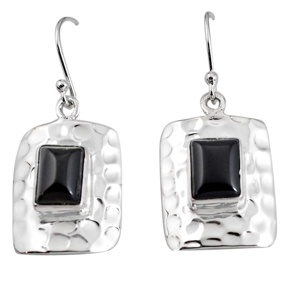 6.18cts natural black onyx 925 sterling silver dangle earrings jewelry p94005