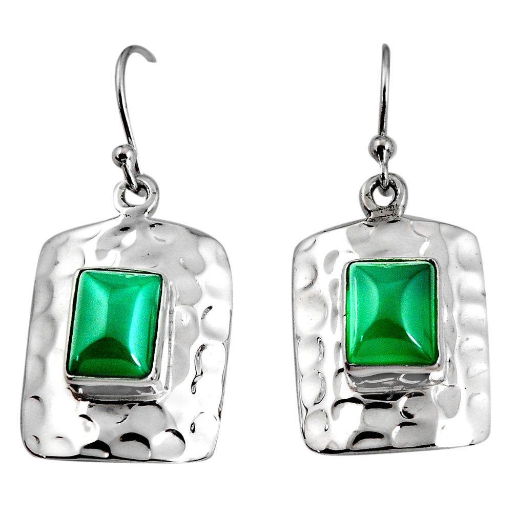 6.02cts natural green chalcedony 925 sterling silver dangle earrings p94006