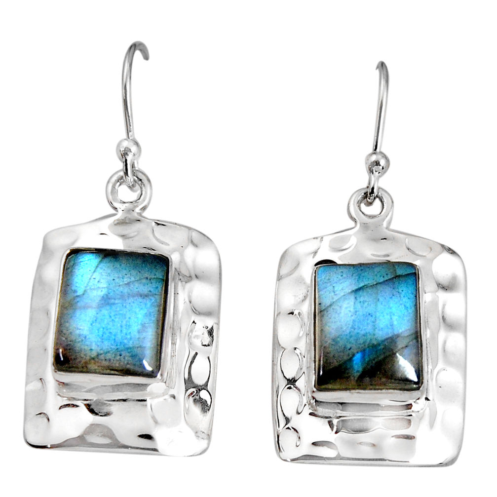 925 sterling silver 6.73cts natural blue labradorite dangle earrings p94016