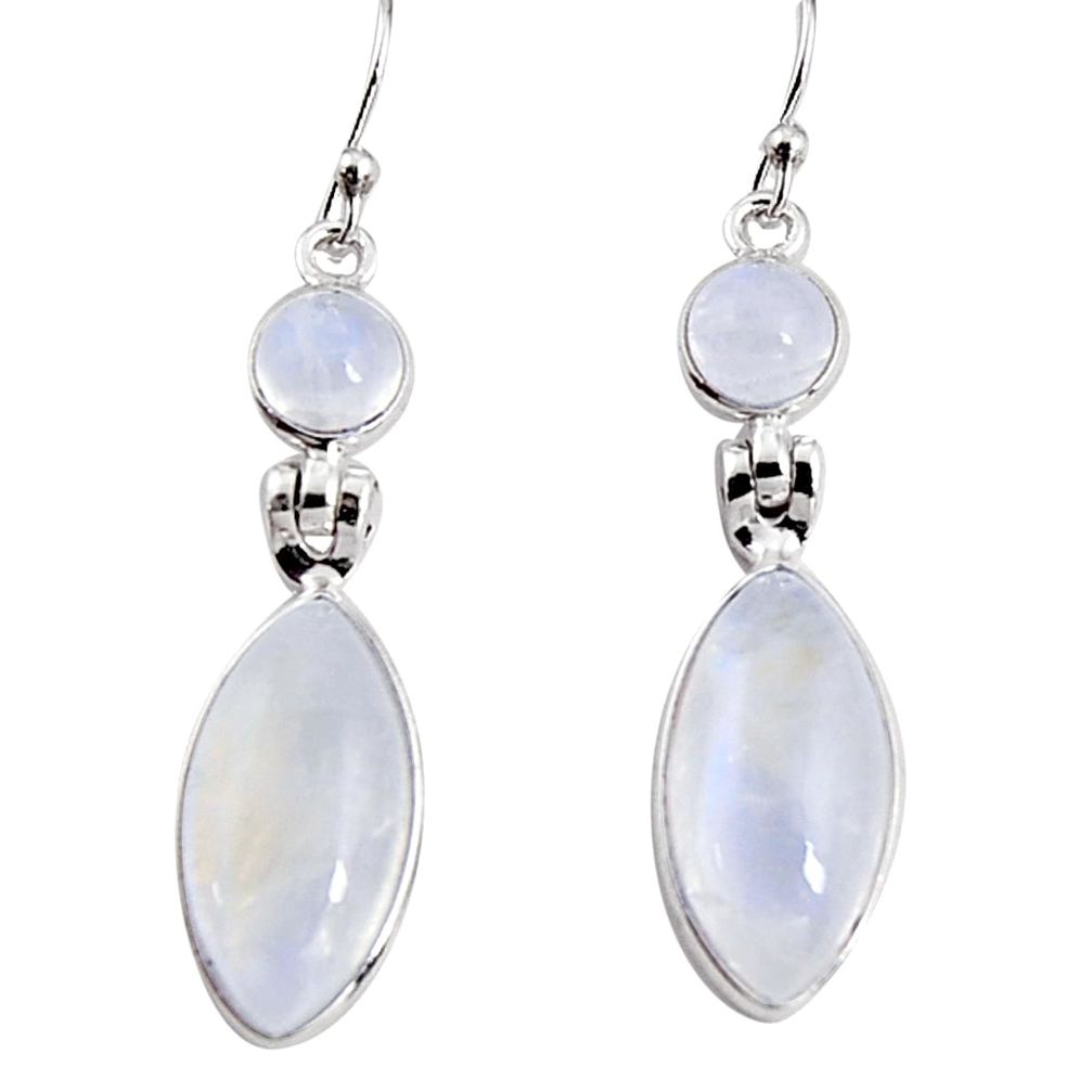 925 sterling silver 17.96cts natural rainbow moonstone dangle earrings p94171