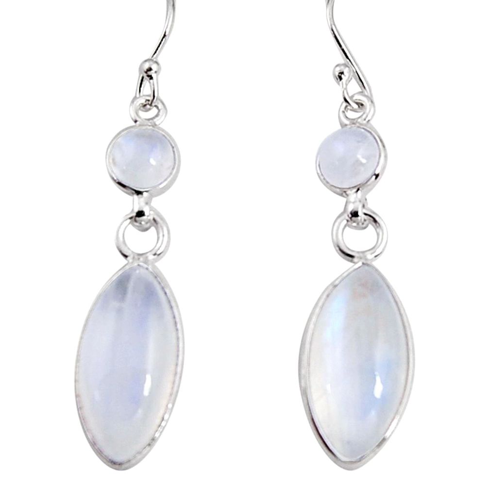 16.71cts natural rainbow moonstone 925 sterling silver dangle earrings p94172