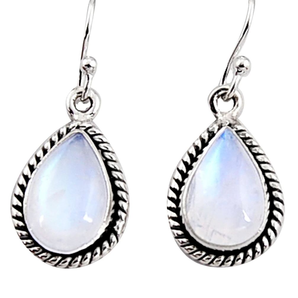925 sterling silver 8.08cts natural rainbow moonstone dangle earrings p94327