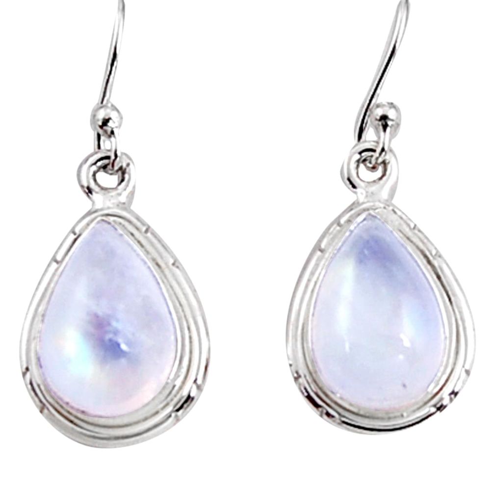 8.66cts natural rainbow moonstone 925 sterling silver dangle earrings p94329