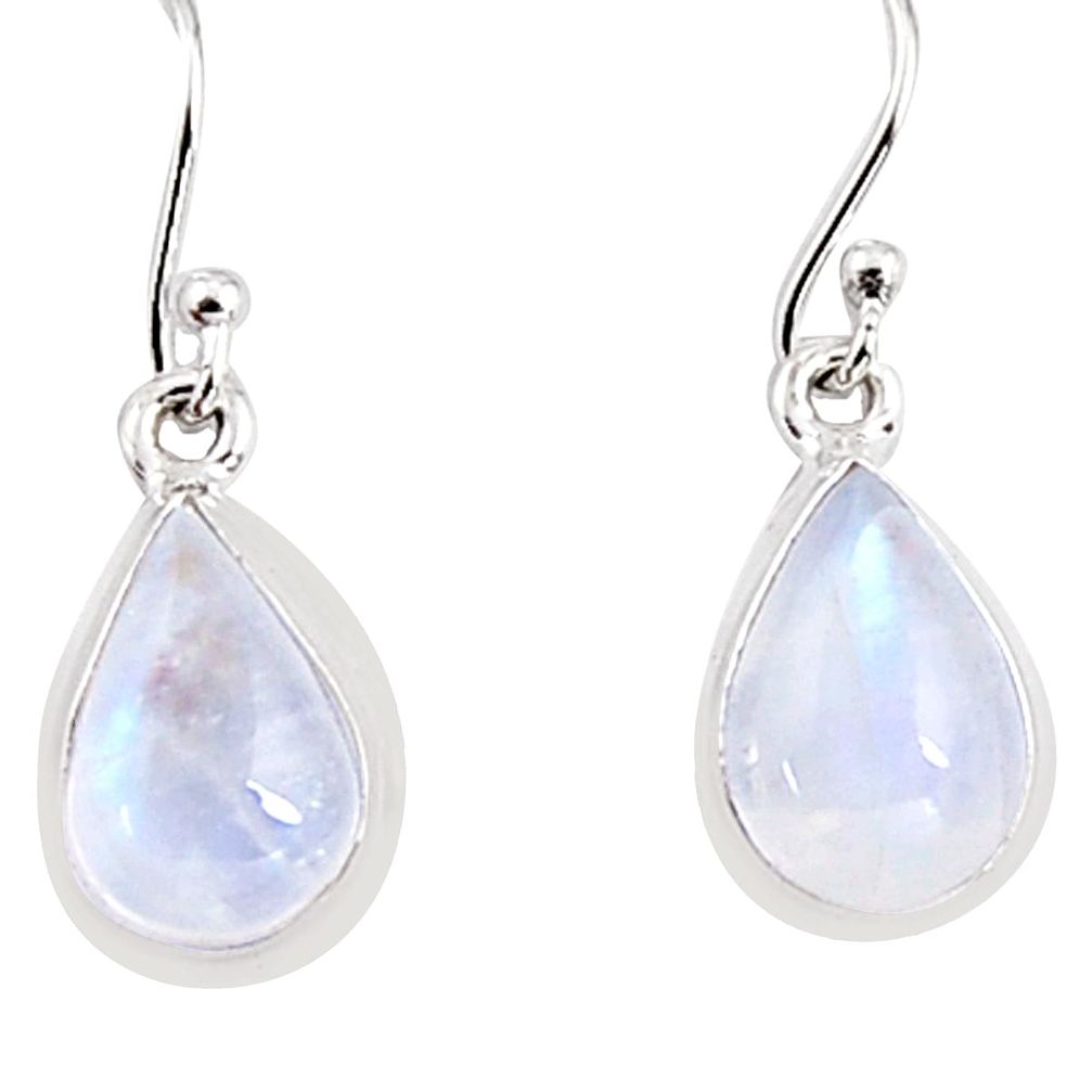 7.56cts natural rainbow moonstone 925 sterling silver dangle earrings p94342