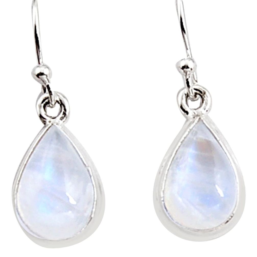 7.31cts natural rainbow moonstone 925 sterling silver dangle earrings p94346