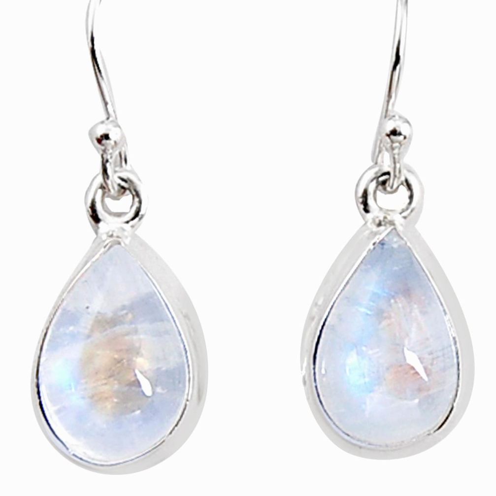 925 sterling silver 7.25cts natural rainbow moonstone dangle earrings p94347