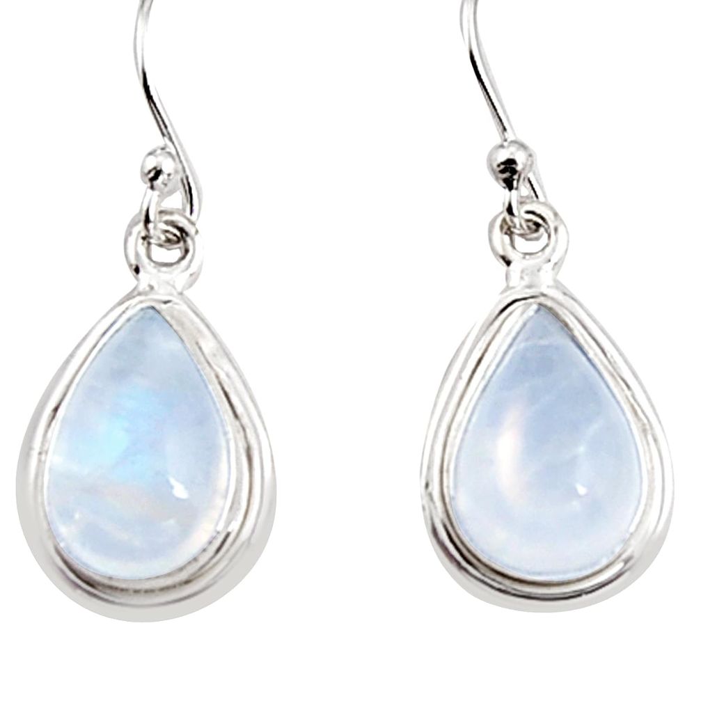 8.44cts natural rainbow moonstone 925 sterling silver dangle earrings p94349