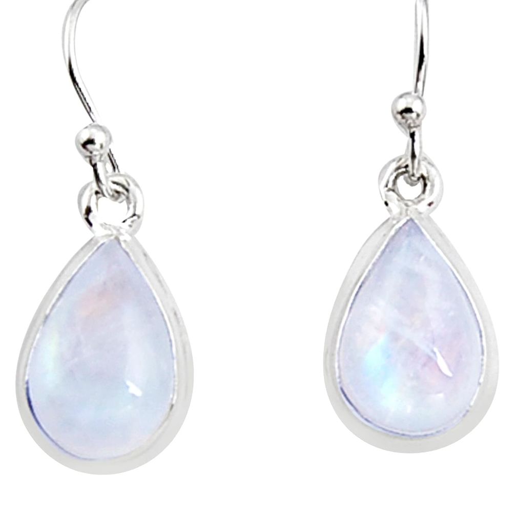 925 sterling silver 7.52cts natural rainbow moonstone dangle earrings p94350