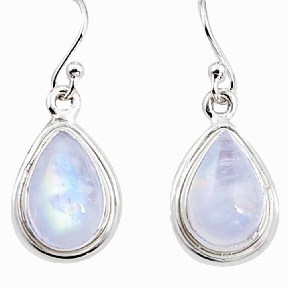 7.67cts natural rainbow moonstone 925 sterling silver dangle earrings p94351