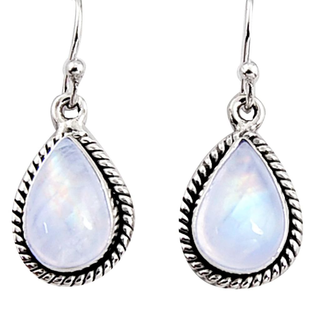 925 sterling silver 8.44cts natural rainbow moonstone dangle earrings p94353