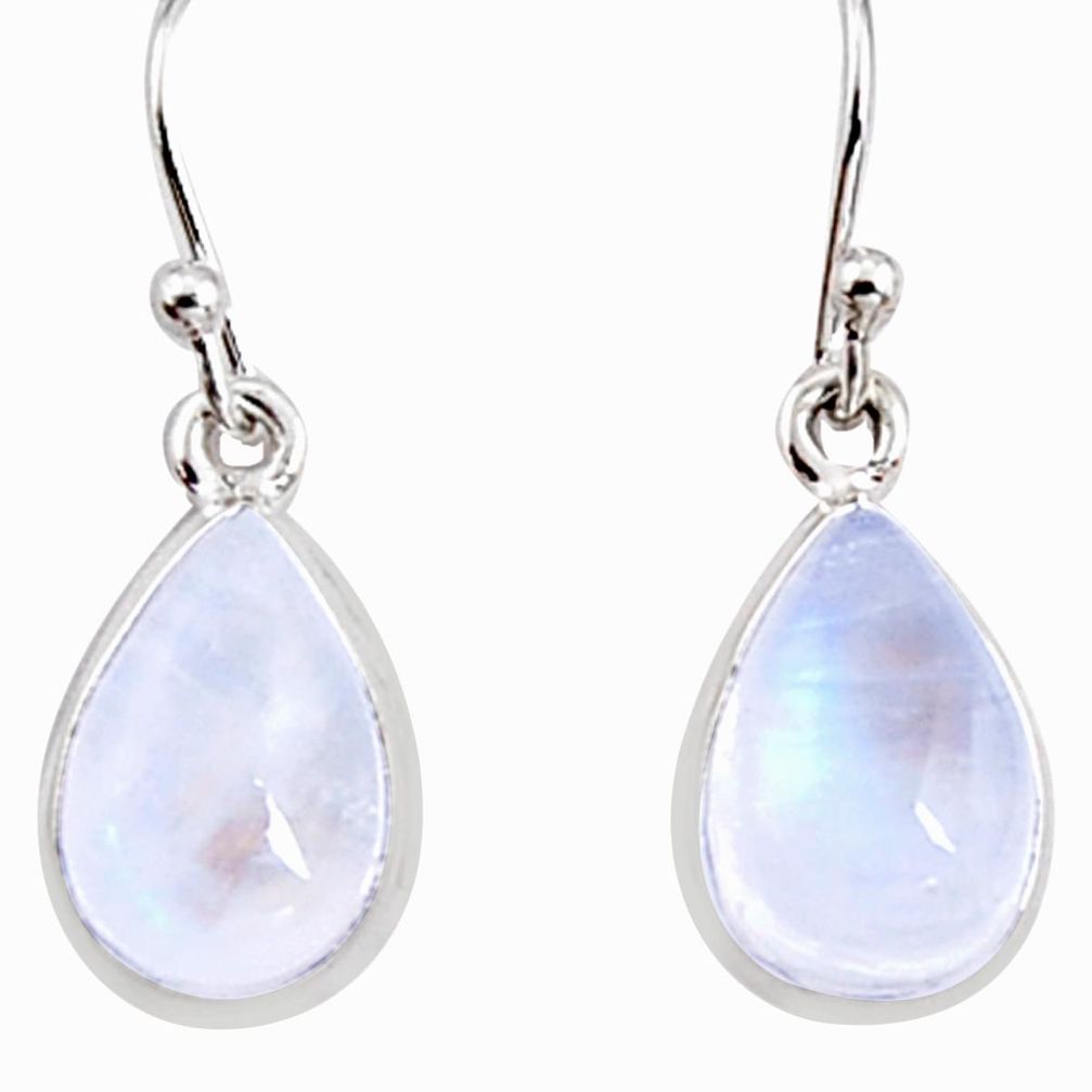 7.24cts natural rainbow moonstone 925 sterling silver dangle earrings p94356