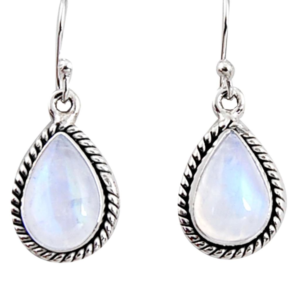 8.05cts natural rainbow moonstone 925 sterling silver dangle earrings p94358