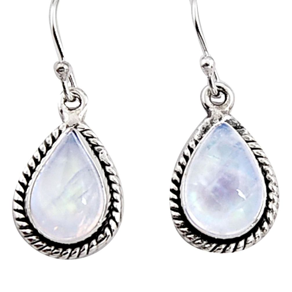 8.06cts natural rainbow moonstone 925 sterling silver dangle earrings p94359