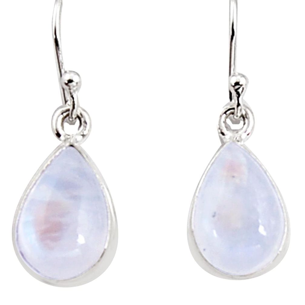 925 sterling silver 7.97cts natural rainbow moonstone dangle earrings p94360