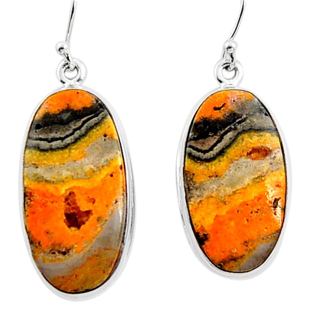 25.57cts natural yellow bumble bee australian jasper 925 silver earrings p94476