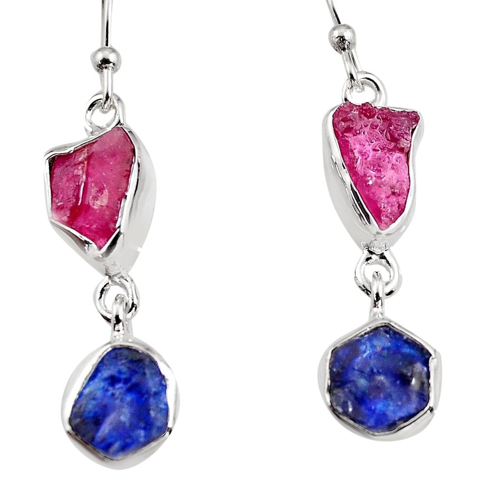 13.18cts natural pink ruby rough sapphire rough 925 silver earrings p94802