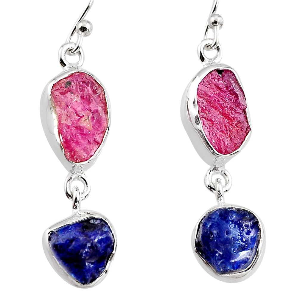 925 silver 15.53cts natural pink ruby rough sapphire rough earrings p94809