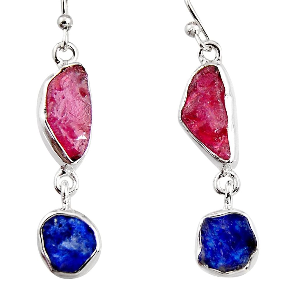 15.02cts natural pink ruby rough sapphire rough 925 silver earrings p94810