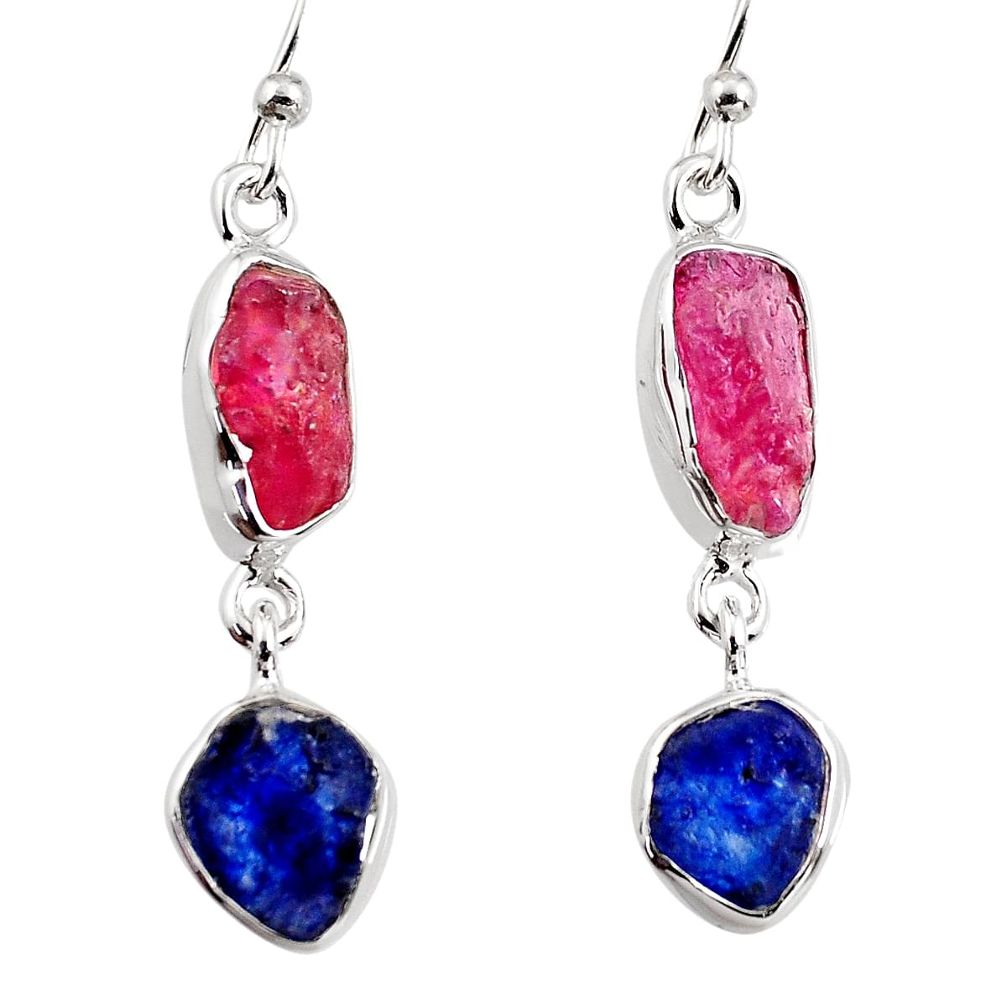 13.13cts natural pink ruby rough sapphire rough 925 silver earrings p94815