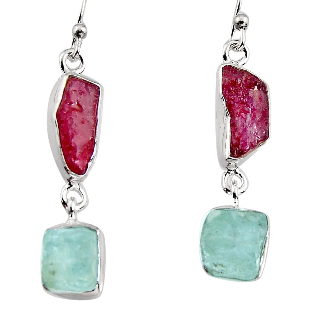 925 silver 16.54cts natural pink ruby rough dangle earrings jewelry p94817