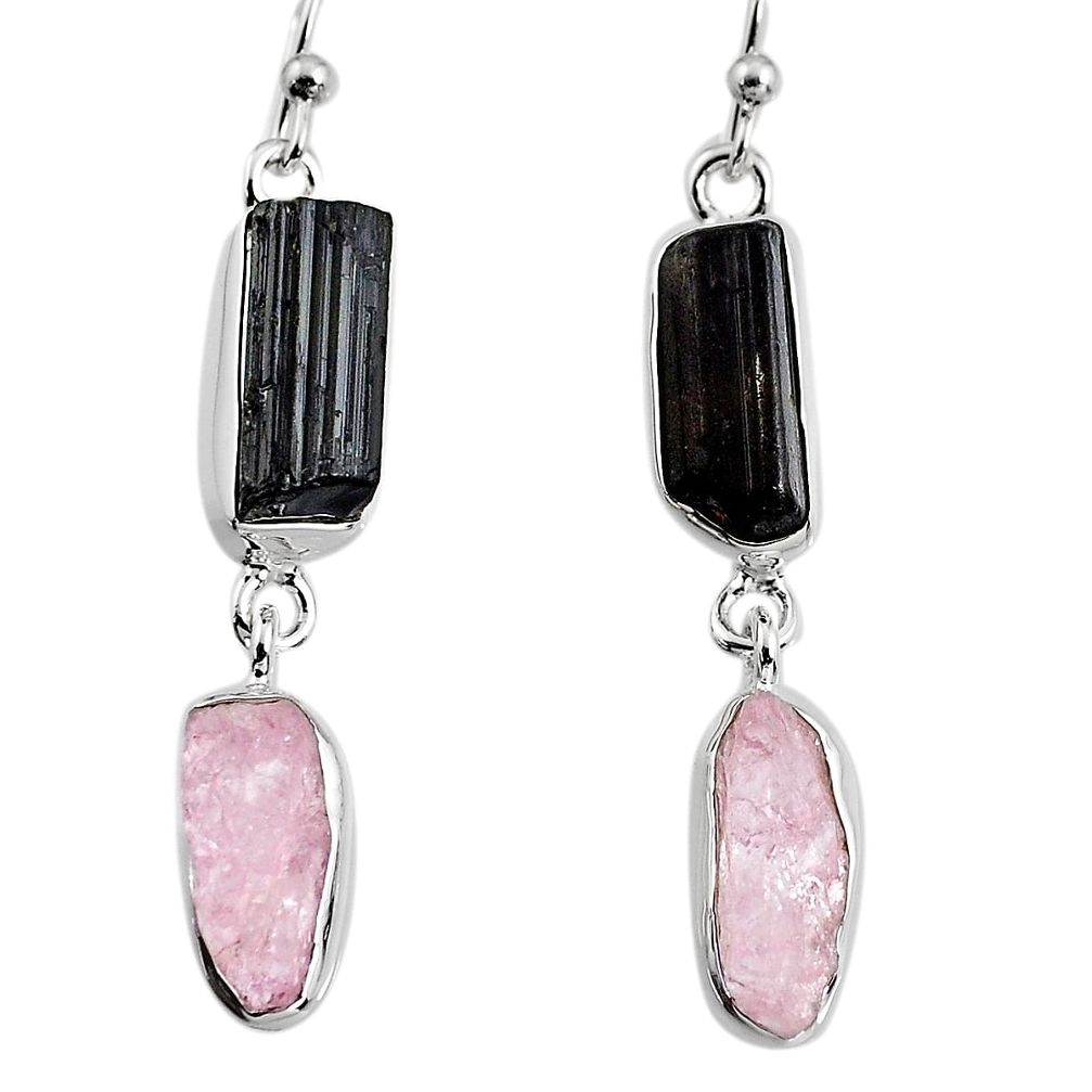 925 silver 14.14cts natural pink kunzite rough dangle earrings jewelry p94896