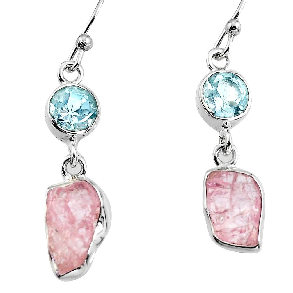 10.32cts natural pink morganite rough topaz 925 silver dangle earrings p94932