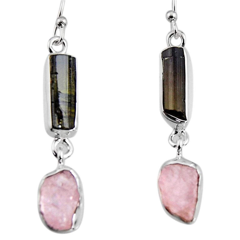 12.06cts natural pink morganite rough 925 silver dangle earrings p94937