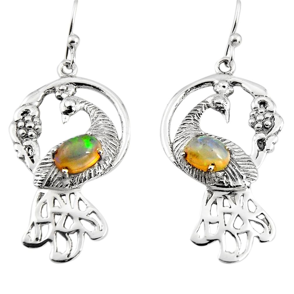 3.28cts peacock natural multicolor ethiopian opal 925 silver earrings p95101