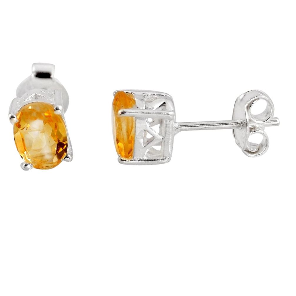 3.40cts natural yellow citrine 925 sterling silver stud earrings jewelry p96935