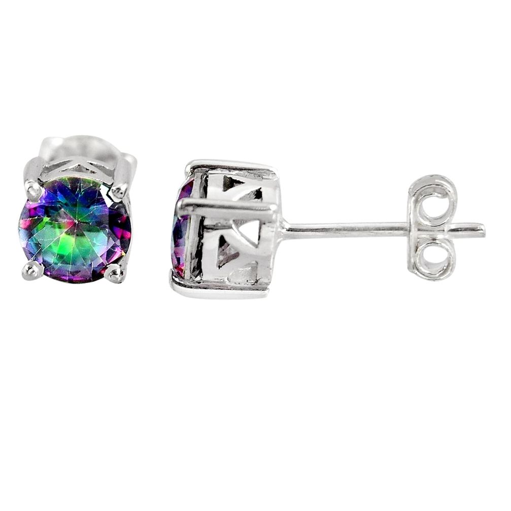 2.27cts multicolor rainbow topaz 925 sterling silver stud earrings p96940