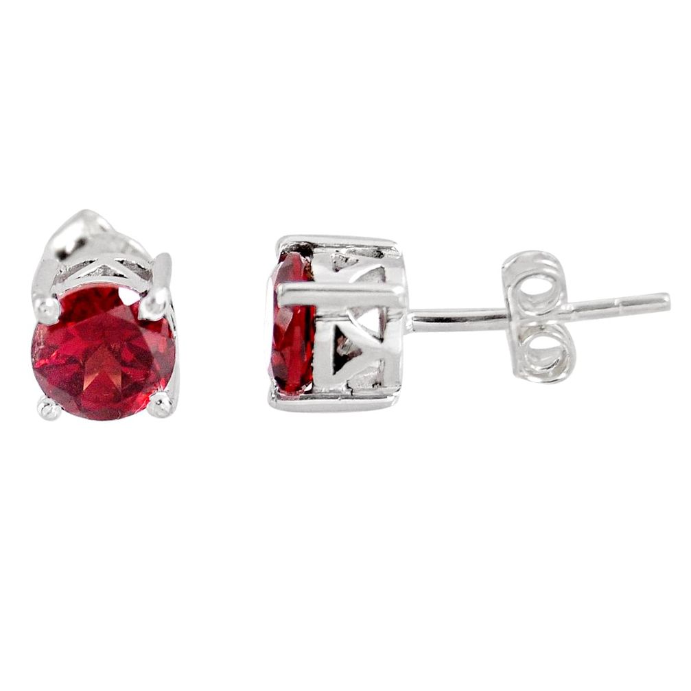 925 sterling silver 2.41cts natural red garnet stud earrings jewelry p96948