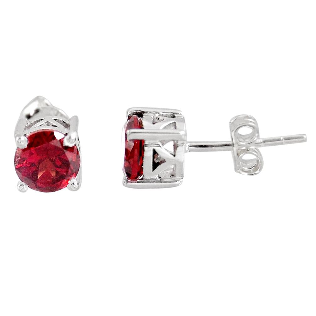 2.37cts natural red garnet 925 sterling silver stud earrings jewelry p96949