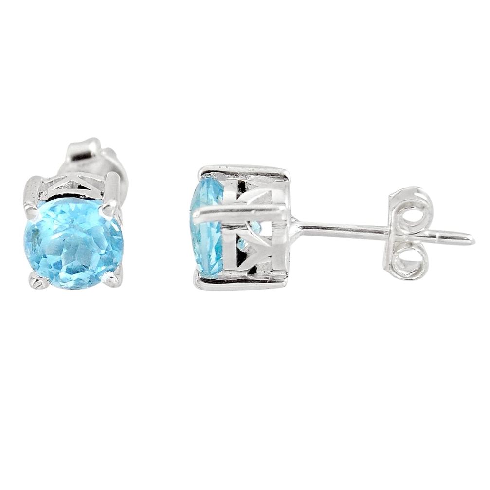 925 sterling silver 2.46cts natural blue topaz stud earrings jewelry p96951