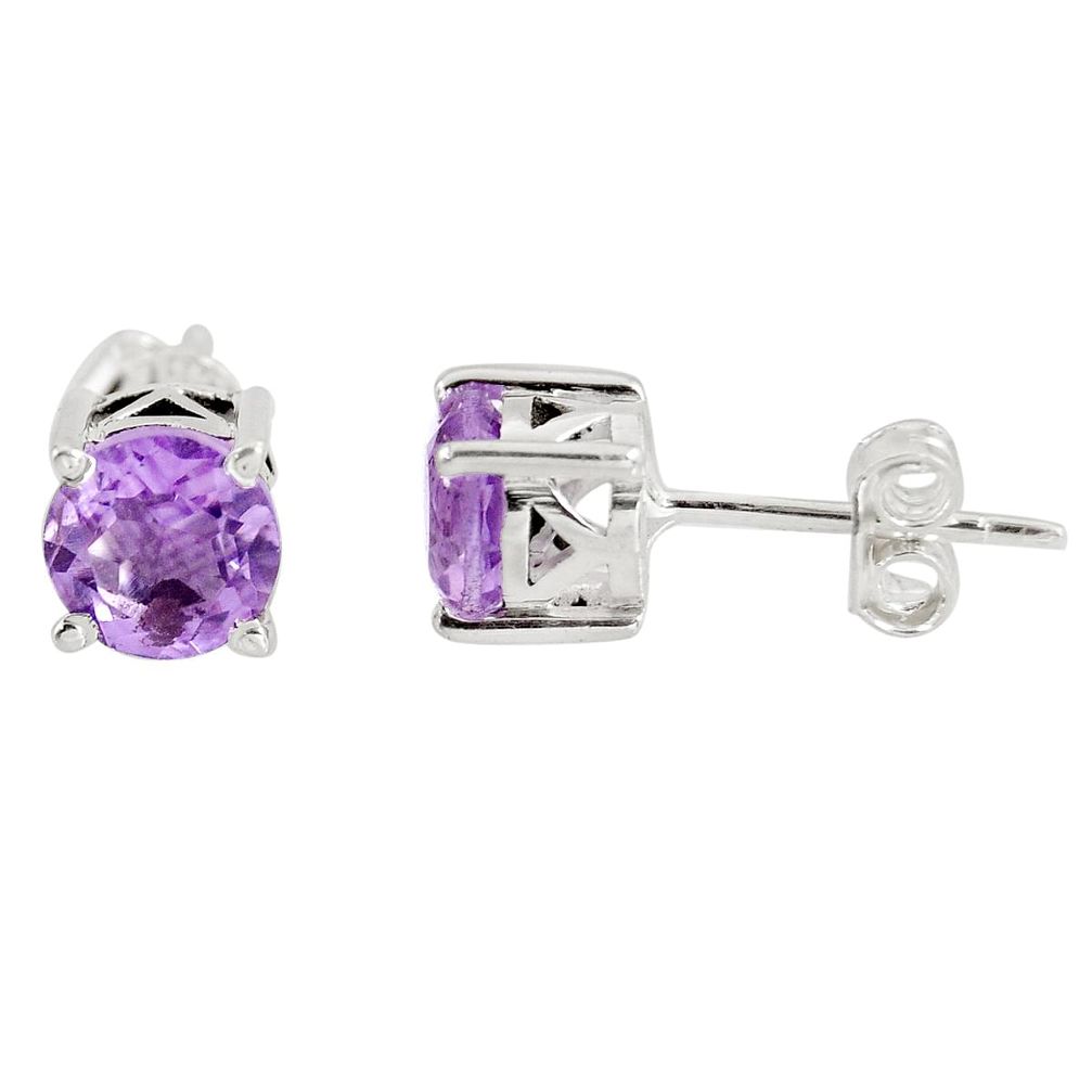 2.43cts natural purple amethyst 925 sterling silver stud earrings jewelry p96962