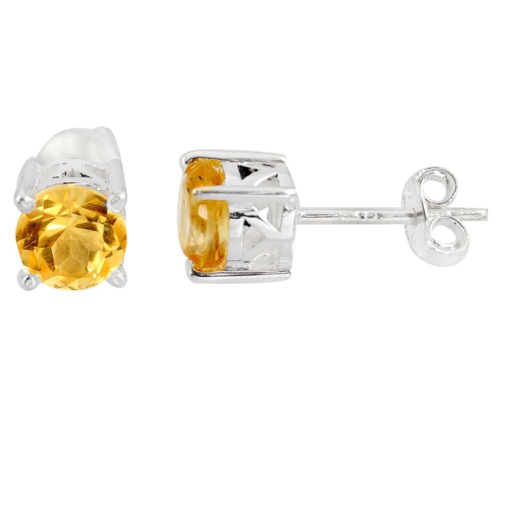 2.61cts natural yellow citrine 925 sterling silver stud earrings jewelry p96966