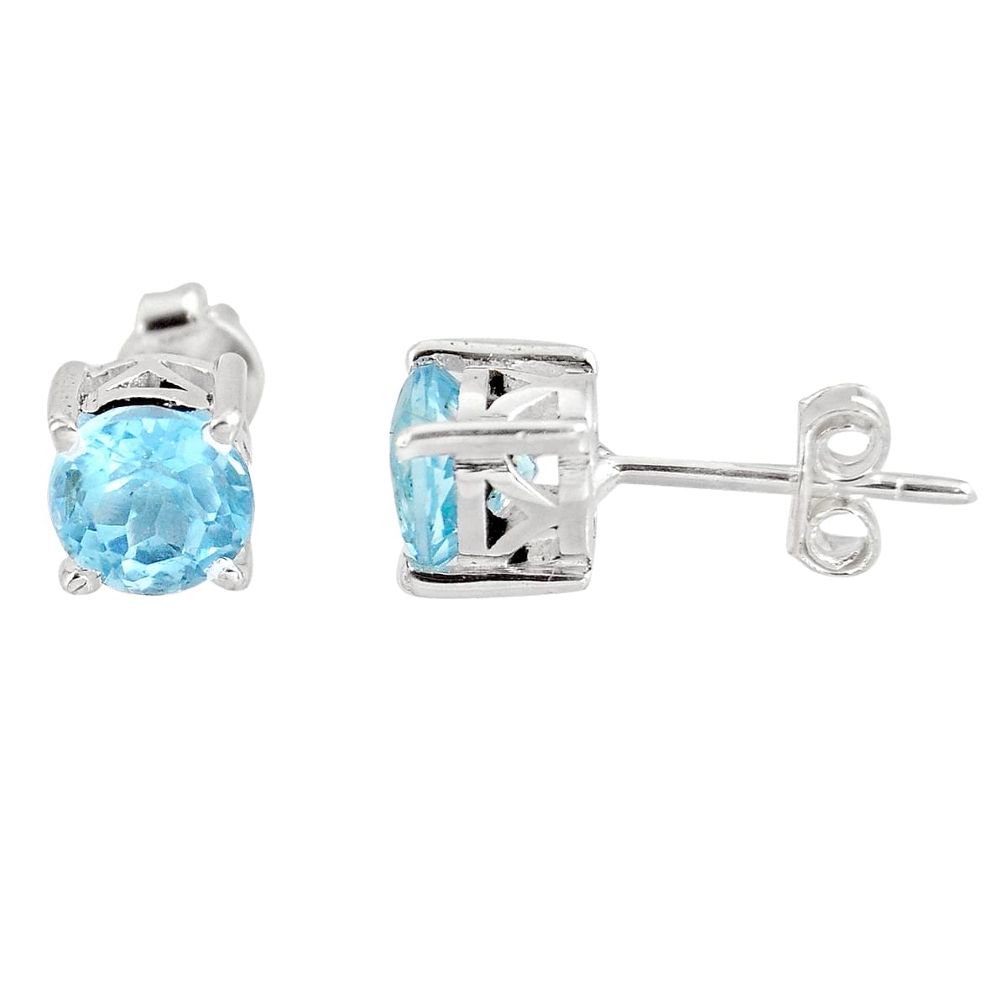 2.64cts natural blue topaz 925 sterling silver stud earrings jewelry p96970