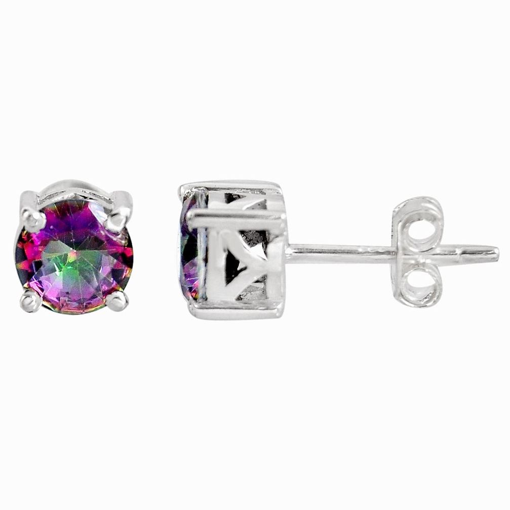 2.42cts multi color rainbow topaz 925 sterling silver stud earrings p96973