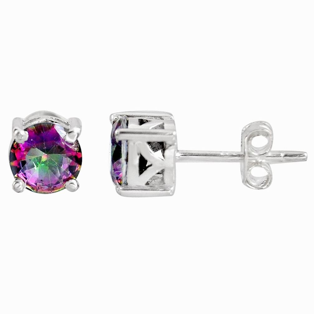 2.46cts multi color rainbow topaz 925 sterling silver stud earrings p96975